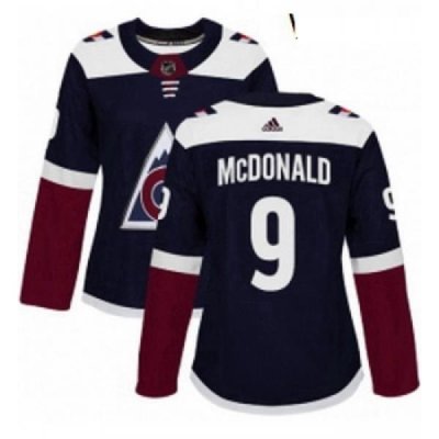 Womens Adidas Colorado Avalanche 9 Lanny McDonald Authentic Navy Blue Alternate NHL Jersey