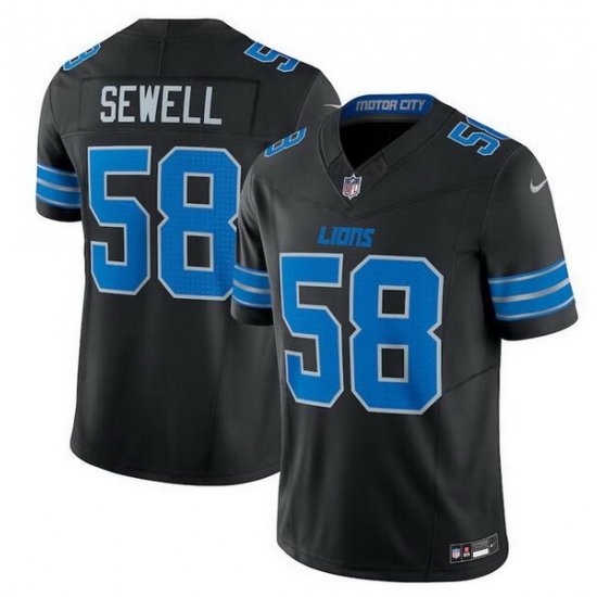 Men Detroit Lions 58 Penei Sewell Black 2024 F U S E  2nd Alternate Vapor Limited Stitched Jersey