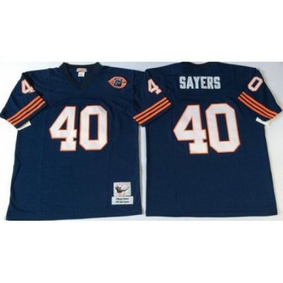 Mitchell Ness Bears #40 Gale Sayers Navy Blue Throwback Mens Stitched NFL Jerseys