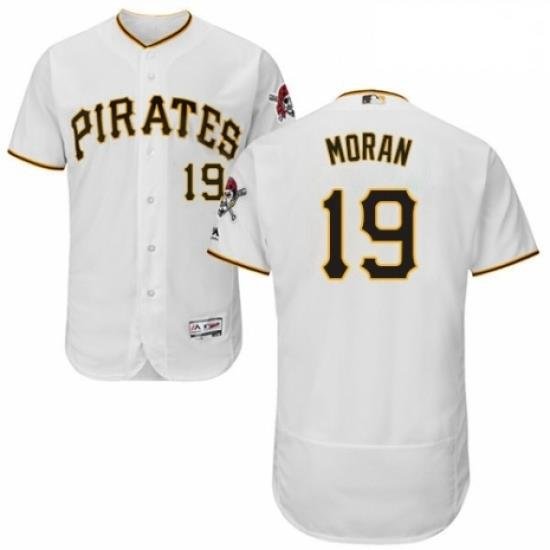 Mens Majestic Pittsburgh Pirates 19 Colin Moran White Home Flex Base Authentic Collection MLB Jersey