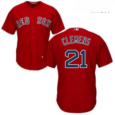 Mens Majestic Boston Red Sox 21 Roger Clemens Replica Red Alternate Home Cool Base MLB Jersey