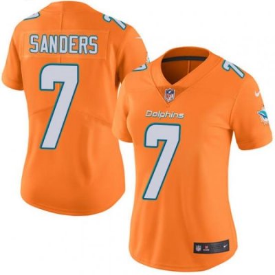 7 Limited Jason Sanders Orange Nike NFL Womens Jersey Miami Dolphins Rush Vapor Untouchable