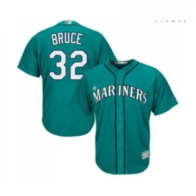 Mens Seattle Mariners 32 Jay Bruce Replica Teal Green Alternate Cool Base Baseball Jersey