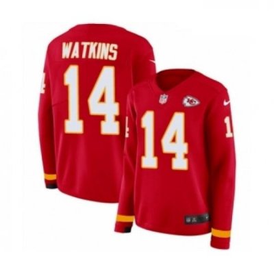 Womens Nike Kansas City Chiefs 14 Sammy Watkins Limited Red Therma Long Sleeve NFL Jersey