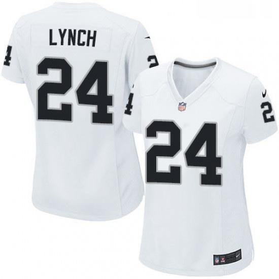 Womens Nike Oakland Raiders 24 Marshawn Lynch Game White NFL Jersey