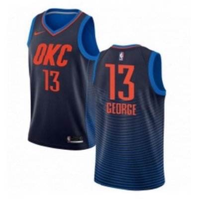 Womens Nike Oklahoma City Thunder 13 Paul George Authentic Navy Blue NBA Jersey Statement Edition