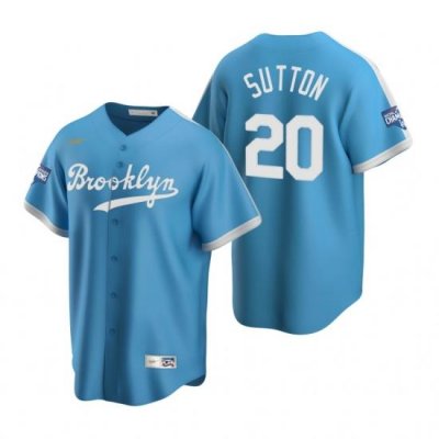 Men Brooklyn Los Angeles Dodgers 20 Don Sutton Light Blue 2020 World Series Champions CooperstoWn Collection Jersey