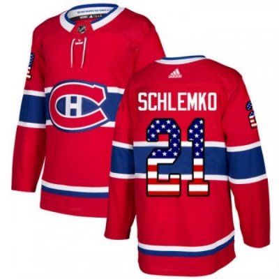 Youth Adidas Montreal Canadiens 21 David Schlemko Authentic Red USA Flag Fashion NHL Jersey