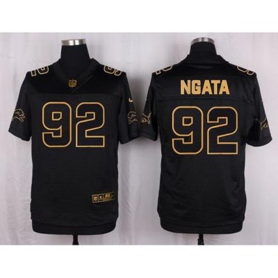 Nike Lions #92 Haloti Ngata Black Mens Stitched NFL Elite Pro Line Gold Collection Jersey