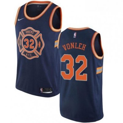 Mens Nike New York Knicks 32 Noah Vonleh Swingman Navy Blue NBA Jersey City Edition