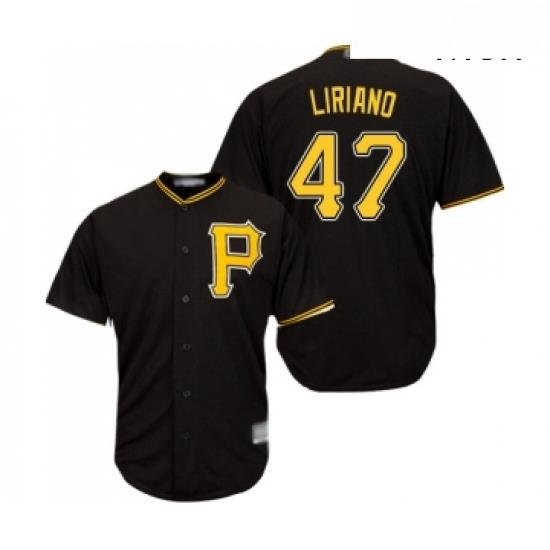 Mens Pittsburgh Pirates 47 Francisco Liriano Replica Black Alternate Cool Base Baseball Jersey