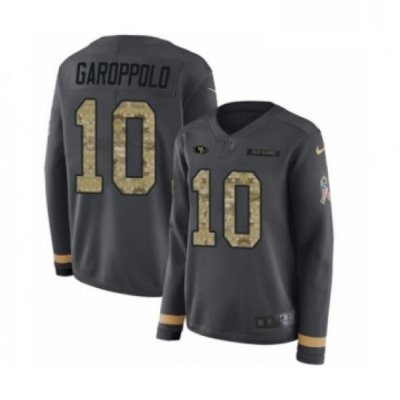 Womens Nike San Francisco 49ers 10 Jimmy Garoppolo Limited Black Salute to Service Therma Long Sleeve NFL Jersey