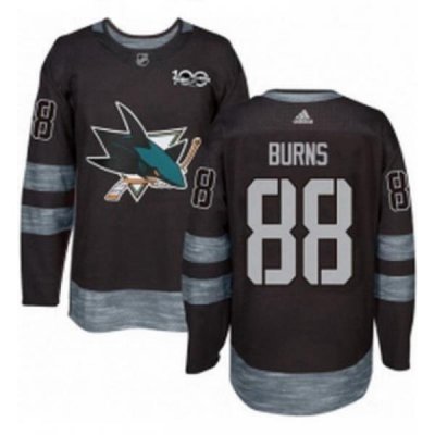 Mens Adidas San Jose Sharks 88 Brent Burns Authentic Black 1917 2017 100th Anniversary NHL Jersey