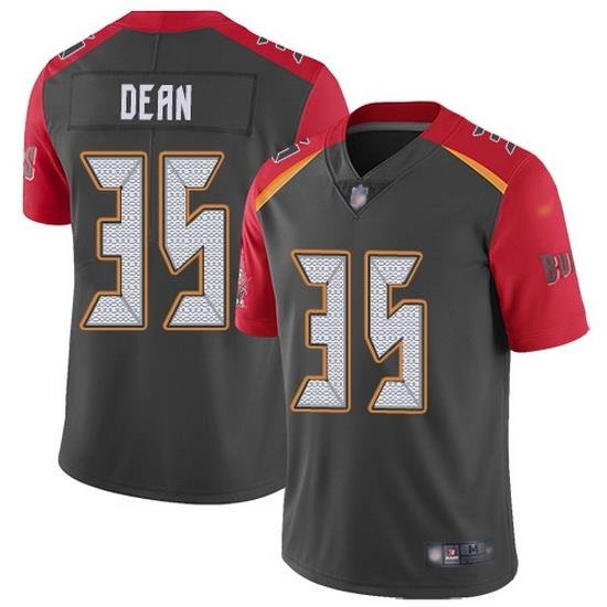 Nike Buccaneers 35 Jamel Dean Gray Men Stitched NFL Limited Inverted Legend Jersey