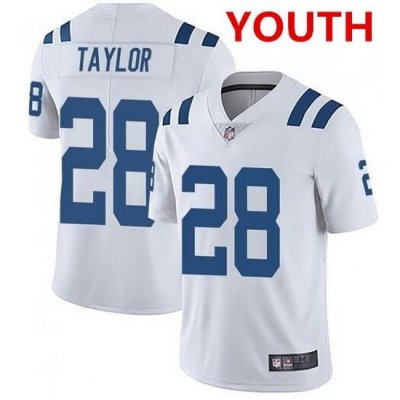 Youth indianapolis colts 28 jonathan taylor white stitched nike jersey