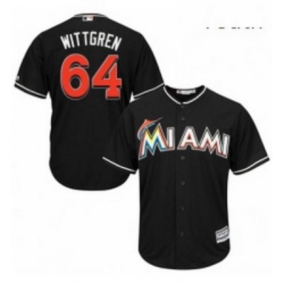 Youth Majestic Miami Marlins 64 Nick Wittgren Authentic Black Alternate 2 Cool Base MLB Jersey