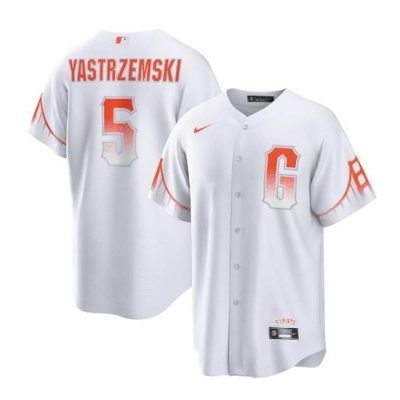 Men San Francisco Giants 5 Mike Yastrzemski White City Connect Cool Base Stitched Baseball Jersey