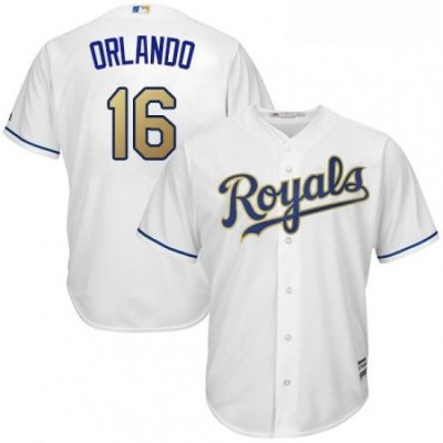 Youth Majestic Kansas City Royals 16 Paulo Orlando Replica White Home Cool Base MLB Jersey