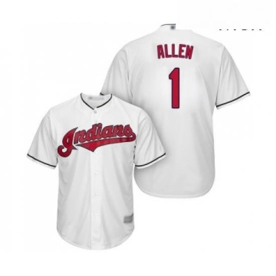 Mens Cleveland Indians 1 Greg Allen Replica White Home Cool Base Baseball Jersey