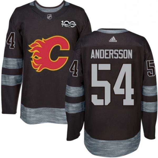 Mens Adidas Calgary Flames 54 Rasmus Andersson Authentic Black 1917 2017 100th Anniversary NHL Jersey