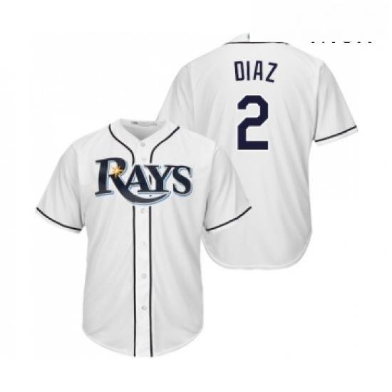 Mens Tampa Bay Rays 2 Yandy Diaz Replica White Home Cool Base Baseball Jersey