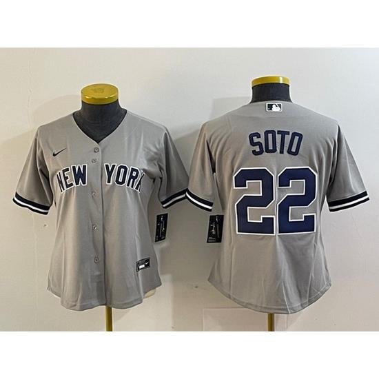 Women NeW York Yankees 22 Juan Soto Grey Cool Base Stitched Jersey 28Run Small 29