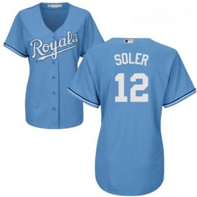 Womens Majestic Kansas City Royals 12 Jorge Soler Replica Light Blue Alternate 1 Cool Base MLB Jersey