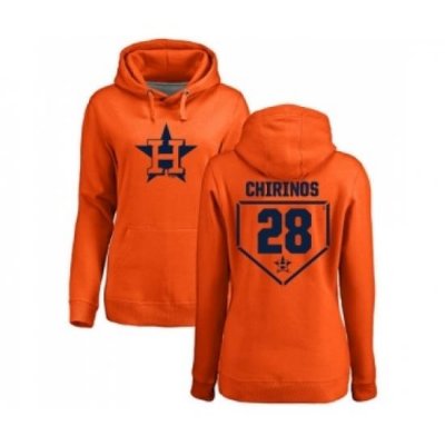 Baseball Women Houston Astros 28 Robinson Chirinos Orange RBI Pullover Hoodie