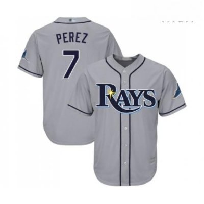 Mens Tampa Bay Rays 7 Michael Perez Replica Grey Road Cool Base Baseball Jersey