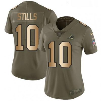 Womens Nike Miami Dolphins 10 Kenny Stills Limited OliveGold 2017 Salute to Service NFL Jersey