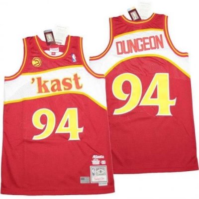 Men Atlanta Hawks 94 DUNGEON Red Throwback Jerseys