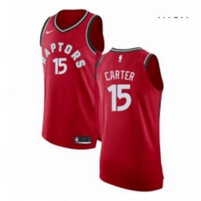 Mens Nike Toronto Raptors 15 Vince Carter Authentic Red Road NBA Jersey Icon Edition