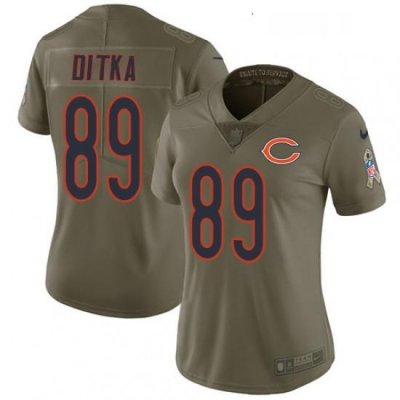 Womens Nike Chicago Bears 89 Mike Ditka Limited Olive 2017 Salute to Service NFL Jersey