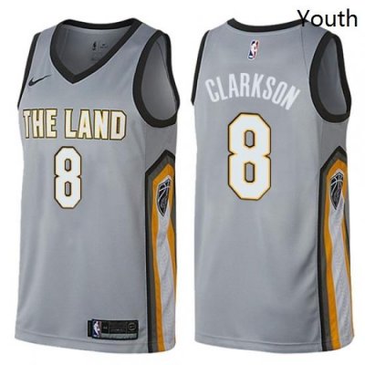 Youth Nike Cleveland Cavaliers 8 Jordan Clarkson Swingman Gray NBA Jersey City Edition