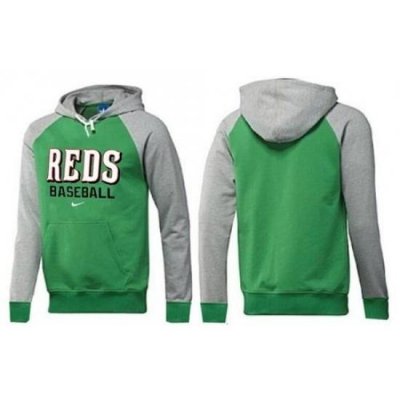 MLB Men Nike Cincinnati Reds Pullover Hoodie GreenGrey