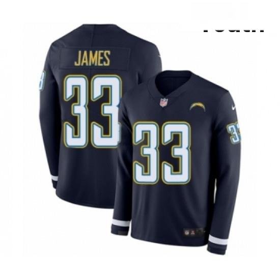 Youth Nike Los Angeles Chargers 33 Derwin James Limited Navy Blue Therma Long Sleeve NFL Jersey