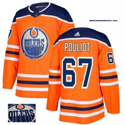 Mens Adidas Edmonton Oilers 67 Benoit Pouliot Authentic Orange Fashion Gold NHL Jersey