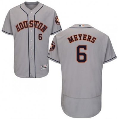 Men Nike Houston Astros Jacob Meyers 6 Gray Flex Base Home Jersey