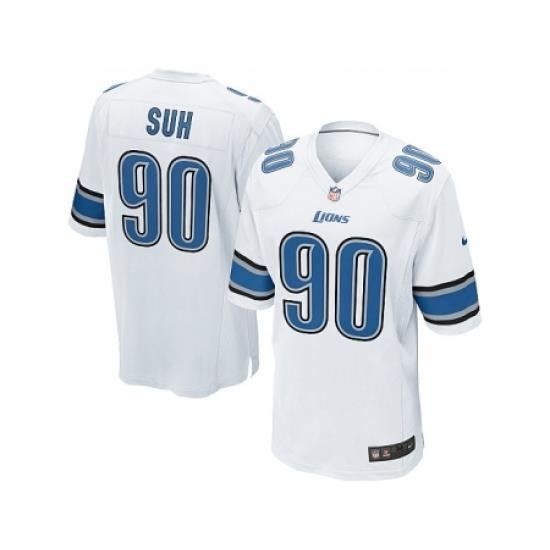 Nike Detroit Lions 90 Ndamukong Suh White Game NFL Jersey