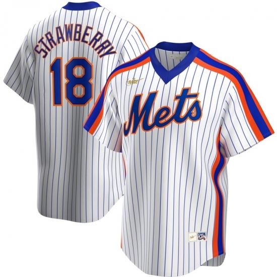 Men NeW York Mets 18 Darryl StraWberry Nike Home CooperstoWn Collection Player MLB Jersey White