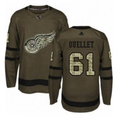 Youth Adidas Detroit Red Wings 61 Xavier Ouellet Authentic Green Salute to Service NHL Jersey