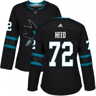 Womens Adidas San Jose Sharks 72 Tim Heed Premier Black Alternate NHL Jersey