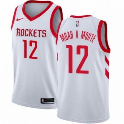 Mens Nike Houston Rockets 12 Luc Mbah a Moute Authentic White Home NBA Jersey Association Edition