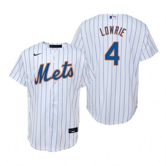 Mens Nike NeW York Mets 4 Jed LoWrie White Home Stitched Baseball Jersey