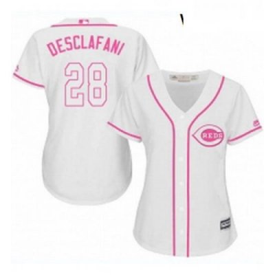 Womens Majestic Cincinnati Reds 28 Anthony DeSclafani Authentic White Fashion Cool Base MLB Jersey