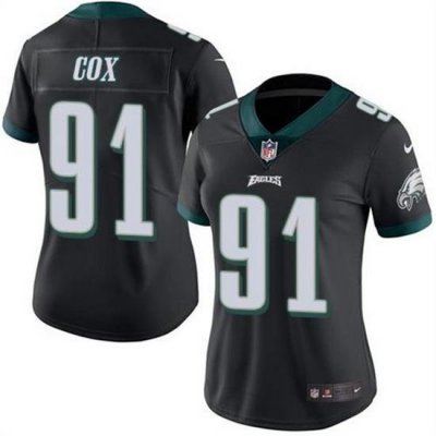 Women Philadelphia Eagles 91 Fletcher Cox Black Vapor Untouchable Limited Stitched Football Jersey