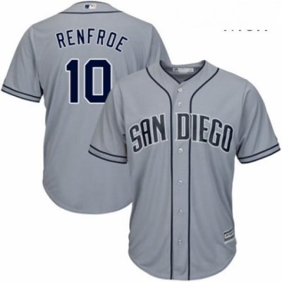 Mens Majestic San Diego Padres 10 Hunter Renfroe Replica Grey Road Cool Base MLB Jersey