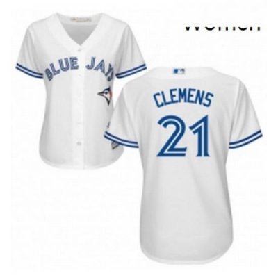 Womens Majestic Toronto Blue Jays 21 Roger Clemens Authentic White Home MLB Jersey