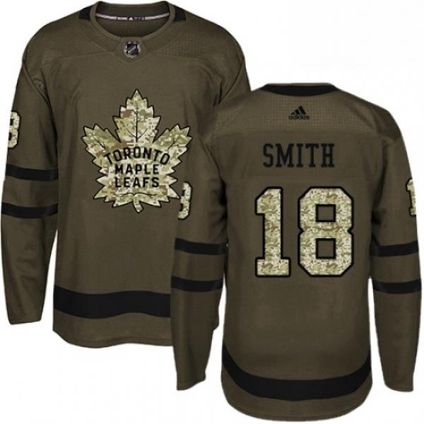 Youth Adidas Toronto Maple Leafs 18 Ben Smith Authentic Green Salute to Service NHL Jersey