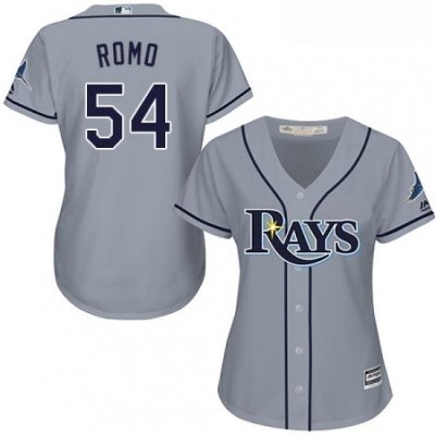 Womens Majestic Tampa Bay Rays 54 Sergio Romo Authentic Grey Road Cool Base MLB Jersey